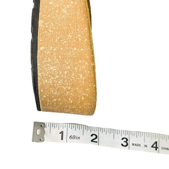 marina luna Comfort Sandals Made In Italy Slides Sz 8 Mustard Yellow Suede Wedge - Picture 7 of 8